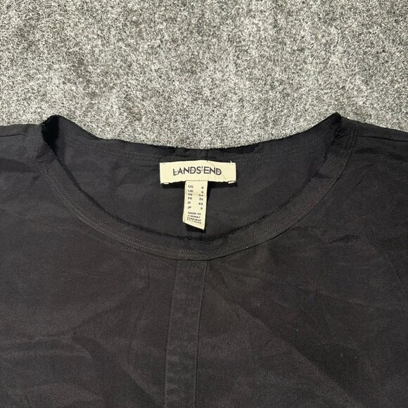 Lands’ End Black Vintage Blouse WMNS 4 Crew Neck Pullover Top Office Chic - Picture 11 of 12